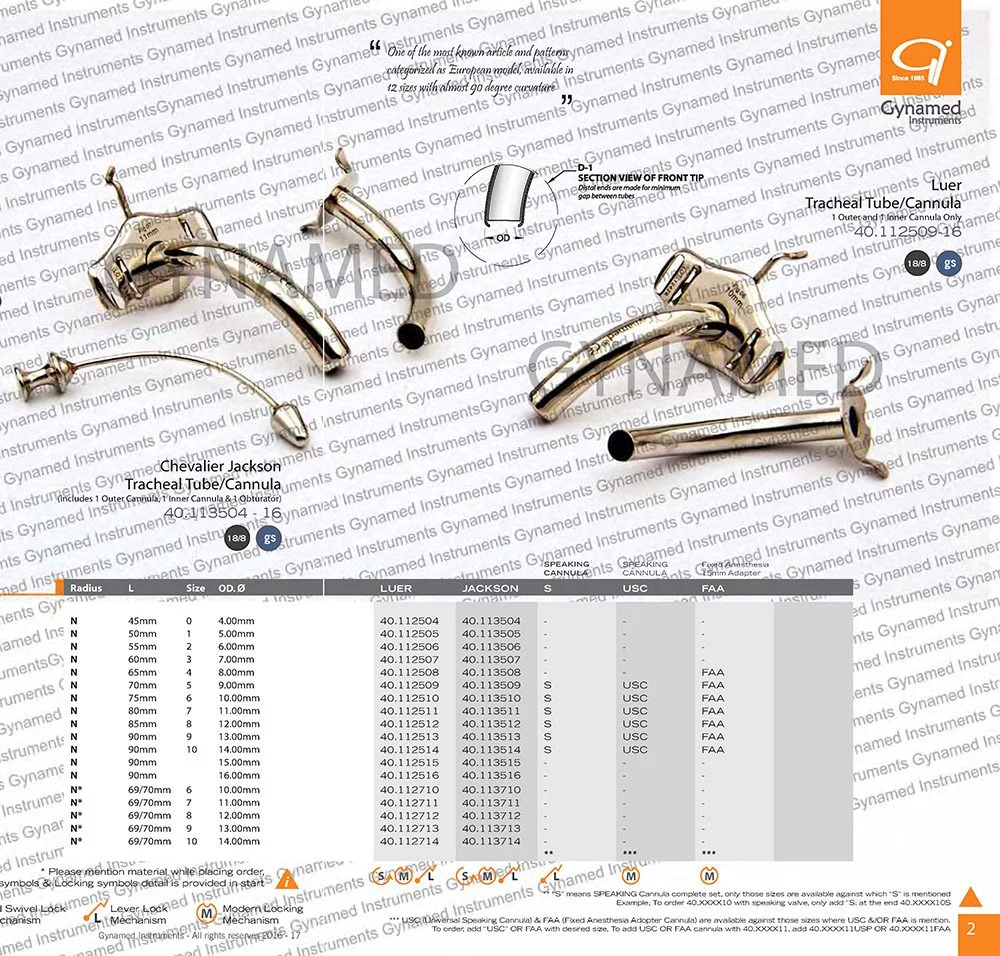 LUER TRACHEAL Tube, Radius 