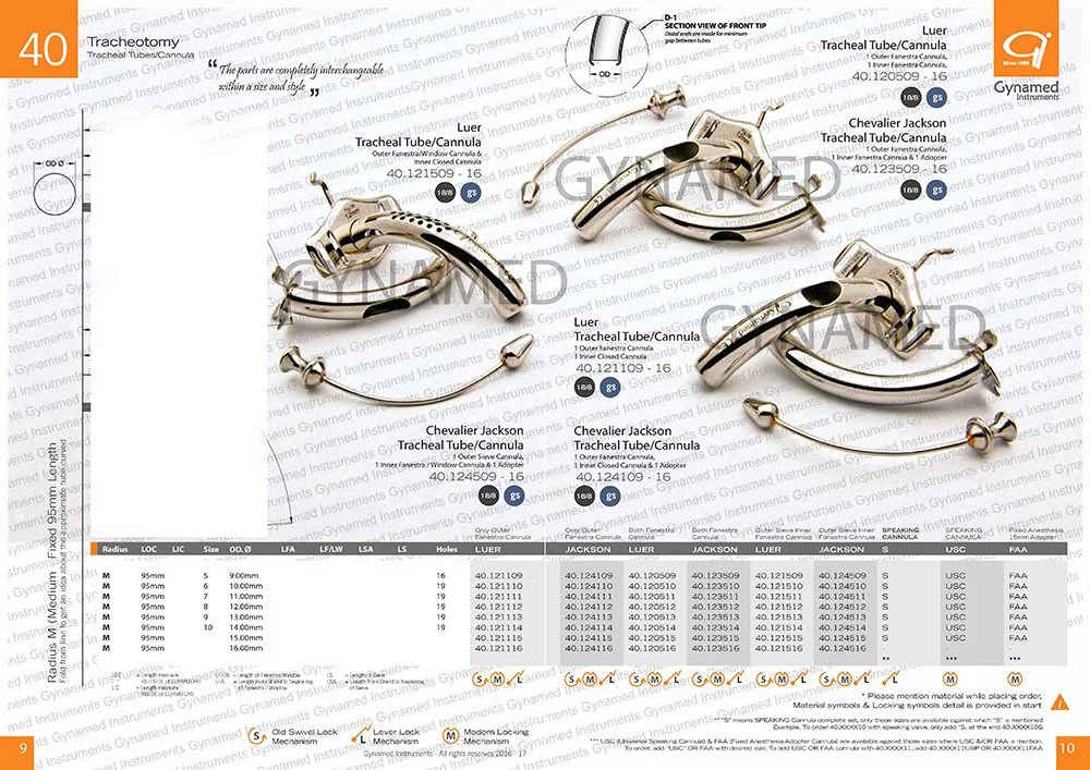 LUER TRACHEAL Tube, Only Outer Fenestra Cannula, Radius 