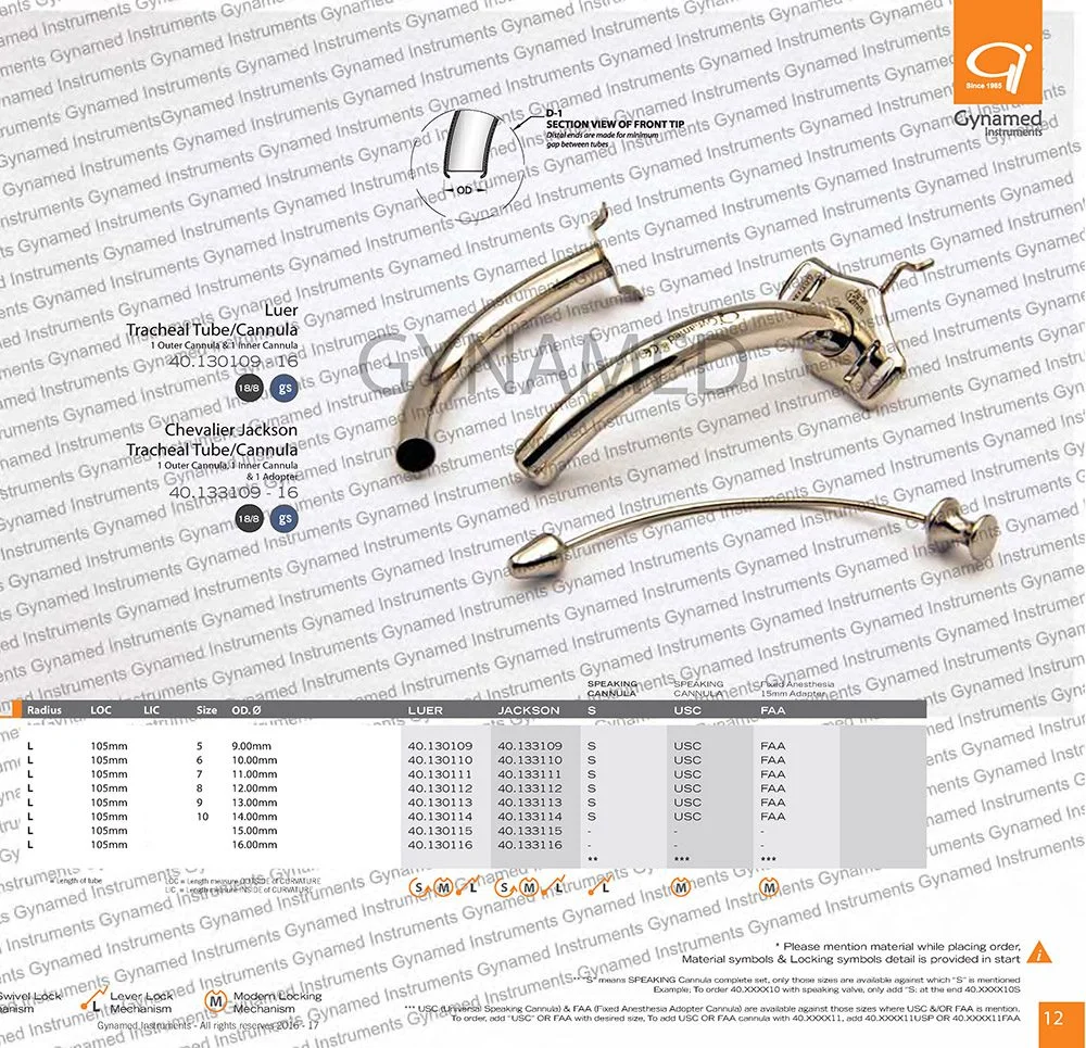LUER TRACHEAL Tube, Radius 