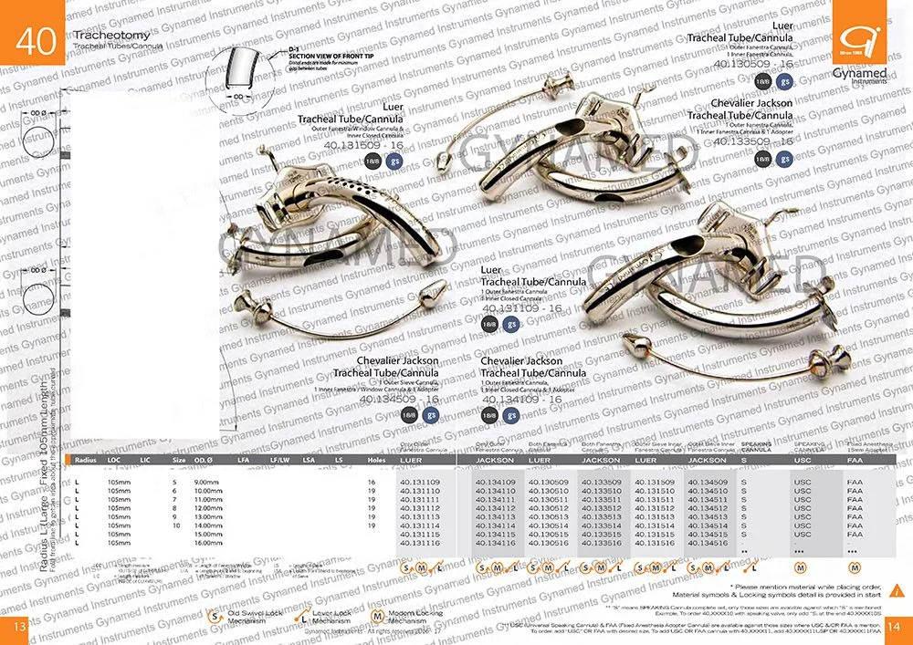 LUER TRACHEAL Tube, Only Outer Fenestra Cannula, Radius 