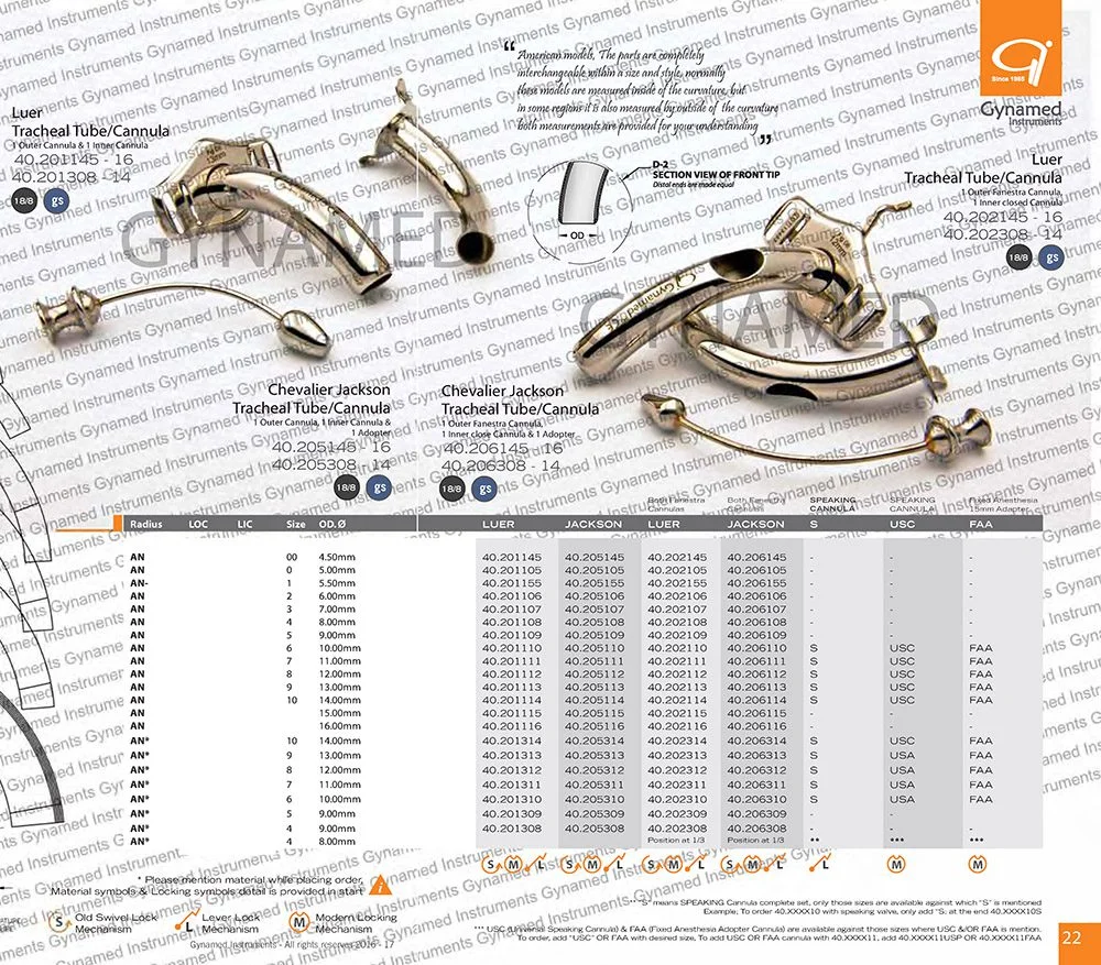 LUER TRACHEAL Tube, Radius 