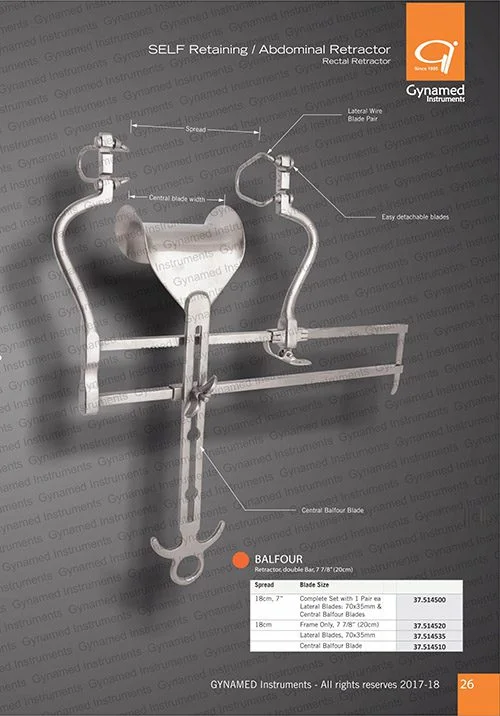 BALFOUR Retractor, Double Bar,